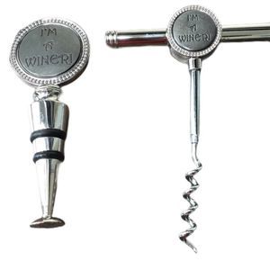 ThirstyStone I’M A WINER Stainless steel Bottle Stopper & Cork Screw Set NIB